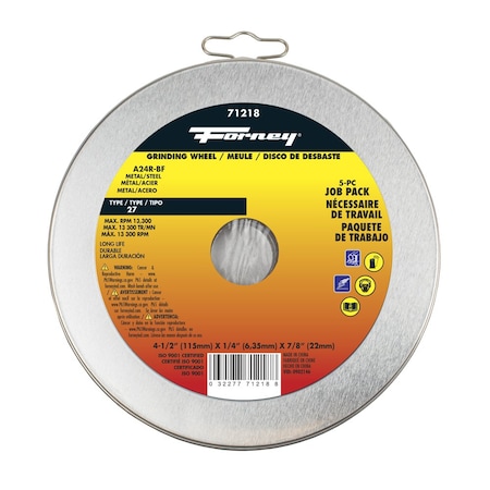 Forney 5-Pack of Forney 71877 4-1/2 in Metal Grinding Wheel 71218